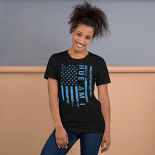 Load image into Gallery viewer, Distressed Vertical Flag T-Shirt - Black &amp; University Blue
