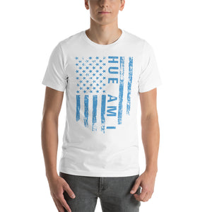 Distressed Flag T-Shirt - White & University Blue